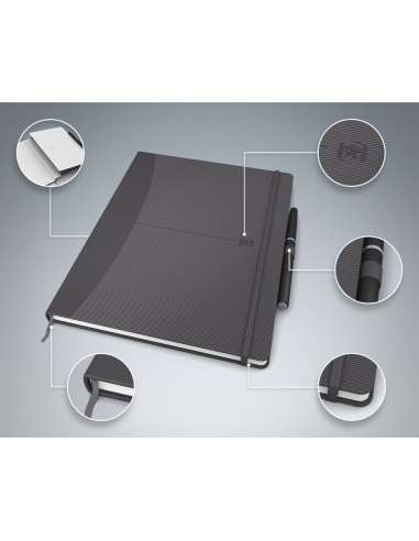 Caiet cu elastic, B5, OXFORD, coperta carton rigid, buzunar, 80