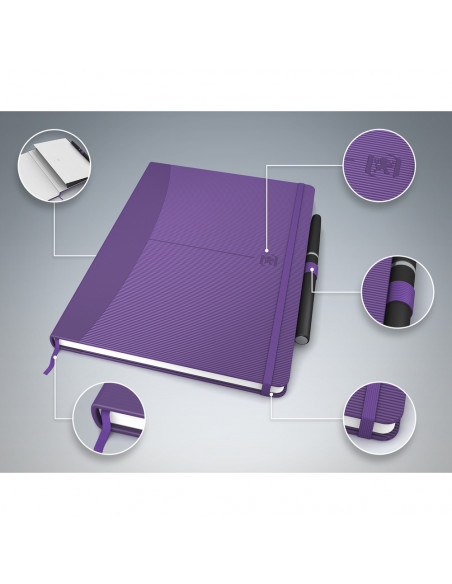 Caiet cu elastic, A5, OXFORD, coperta carton rigid, buzunar, 80