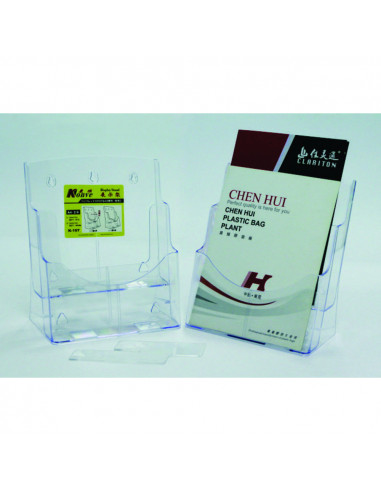 Display plastic pentru brosuri, de birou/perete, 2 x