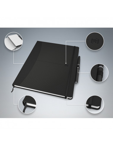 Caiet cu elastic, B5, OXFORD, coperta carton rigid, buzunar, 80