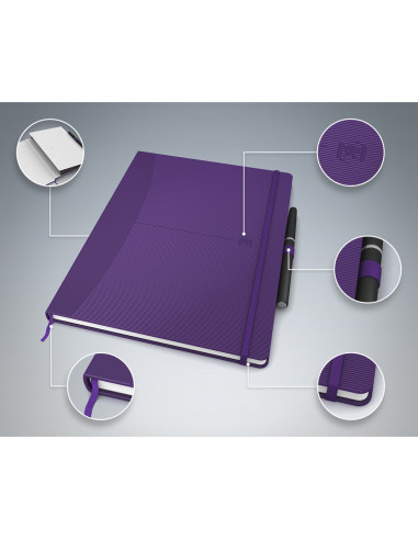 Caiet cu elastic, B5, OXFORD, coperta carton rigid, buzunar, 80