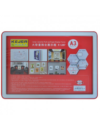 Display nume din plastic, 420 x 210mm, KEJEA - rosu,KJ-K-1307-RE