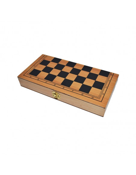 Joc 3 in 1: Sah, table, dame! Cutie lemn, 29x15cm,ROB-A3023