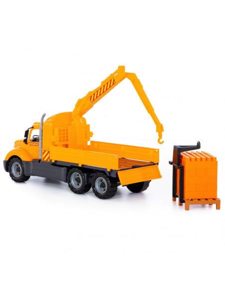 Camion-macara + palet cuburi - Mike, 53x19x26 cm