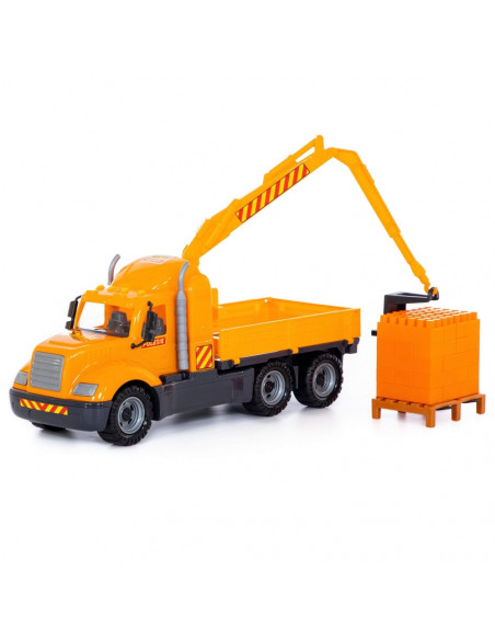 Camion-macara + palet cuburi - Mike, 53x19x26 cm