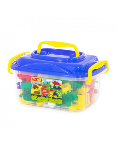 Set cuburi+jucarii, 128pcs/cutie, 37x24x21 cm, POLESIE,ROB-56153