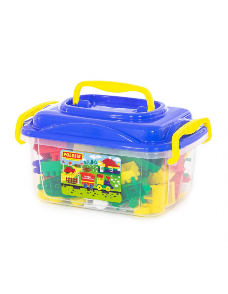 Set cuburi+jucarii, 128pcs/cutie, 37x24x21 cm, POLESIE,ROB-56153