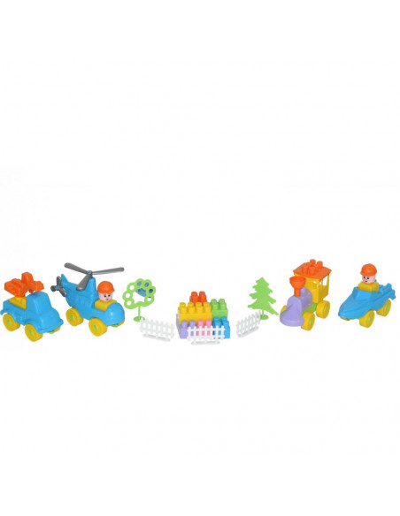 Set cuburi+jucarii, 128pcs/cutie, 37x24x21 cm, POLESIE,ROB-56153