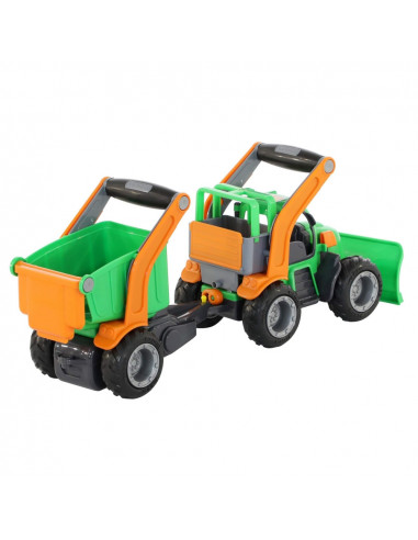 Tractor cu plug si remorca-bazin - GripTrac, 51x14x20 cm