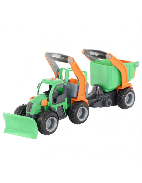 Tractor cu plug si remorca-bazin - GripTrac, 51x14x20 cm