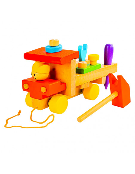 Locomotiva din lemn demontabila, Jucarie de tras,ROB-WZW-0817