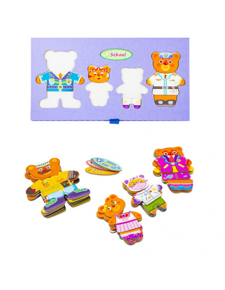 Set 4 ursuleti din lemn cu garderoba,ROB-YDL-1530