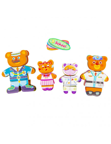 Set 4 ursuleti din lemn cu garderoba,ROB-YDL-1530