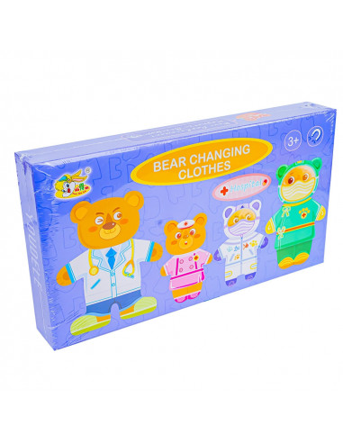 Set 4 ursuleti din lemn cu garderoba,ROB-YDL-1530