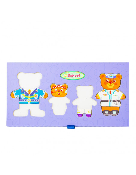 Set 4 ursuleti din lemn cu garderoba,ROB-YDL-1530