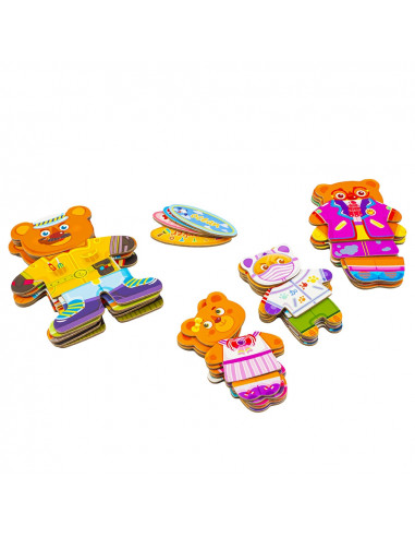 Set 4 ursuleti din lemn cu garderoba,ROB-YDL-1530