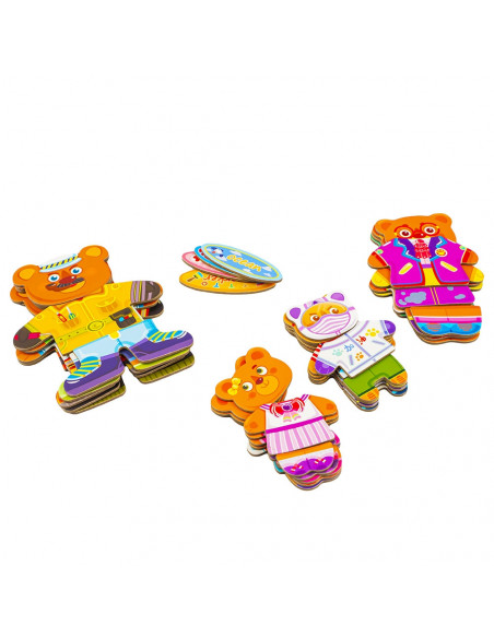 Set 4 ursuleti din lemn cu garderoba,ROB-YDL-1530