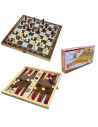 Joc 3 in 1: sah, table, dame! Cutie lemn, 29.5x14.5cm,ROB-8939-2