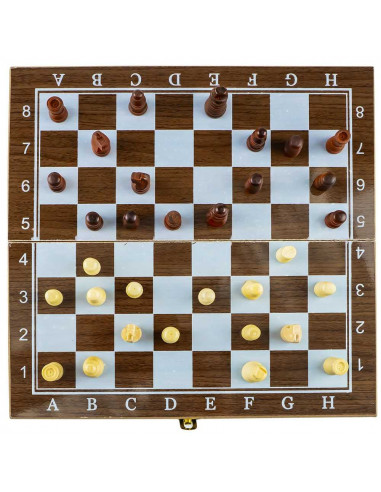 Joc 3 in 1: sah, table, dame! Cutie lemn, 29.5x14.5cm,ROB-8939-2