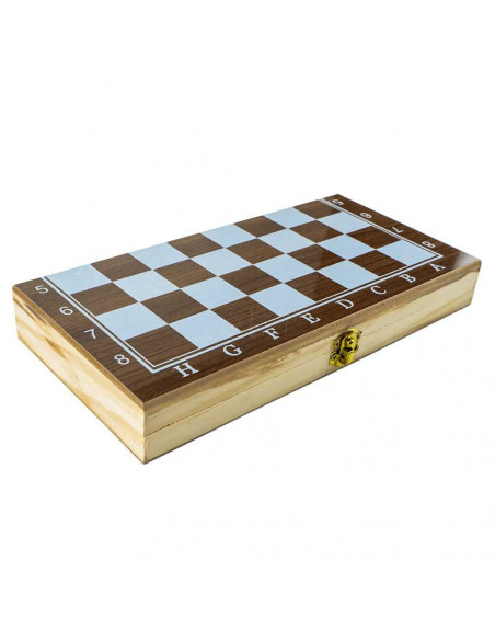Joc 3 in 1: sah, table, dame! Cutie lemn, 29.5x14.5cm,ROB-8939-2