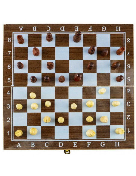 Joc 3 in 1: sah, table, dame! Cutie lemn, 34x17cm,ROB-8939-3