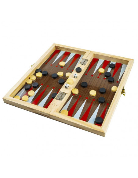 Joc 3 in 1: sah, table, dame! Cutie lemn, 34x17cm,ROB-8939-3