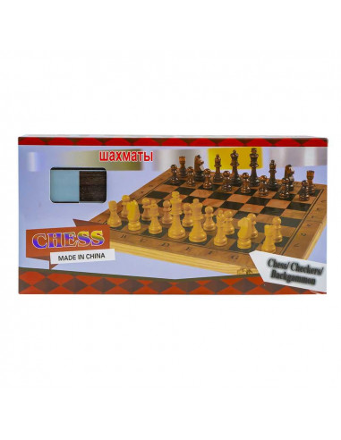 Joc 3 in 1: sah, table, dame! Cutie lemn, 34x17cm,ROB-8939-3