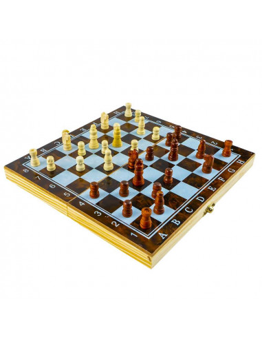 Joc 3 in 1: sah, table, dame! Cutie lemn, 34x17cm,ROB-8802-3