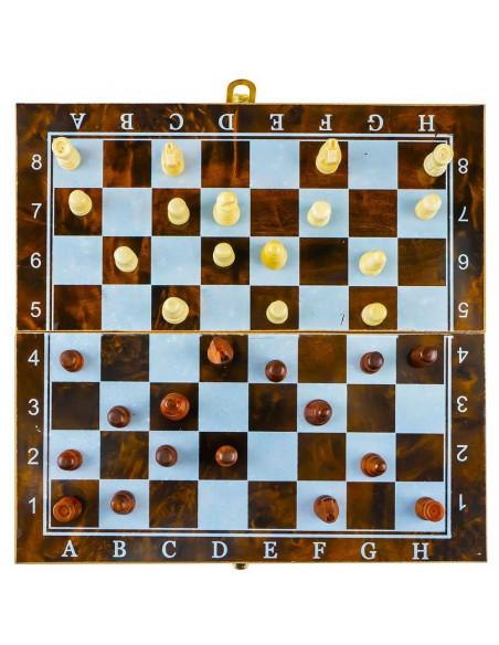 Joc 3 in 1: sah, table, dame! Cutie lemn, 34x17cm,ROB-8802-3