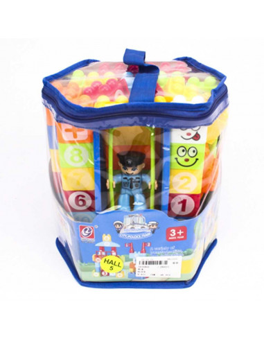 Cuburi constructii + figurina politist, 46 piese,ROB-JX6631