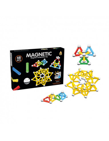 Joc constructii magnetic, 48 piese,ROB-AQ-755