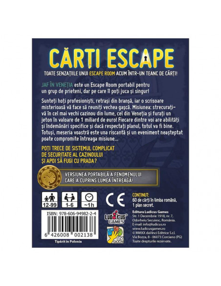 Carti Escape - Jaf in Venetia, ISBN: 978-606-94982-2-4,ERR-ROB-