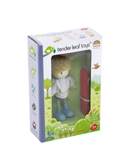 Figurine din lemn - Edward si skateboard-ul,ROB-TL8145