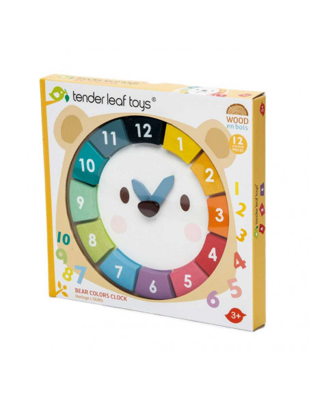 Ceasul Ursul colorat, din lemn, 12 piese,ROB-TL8408