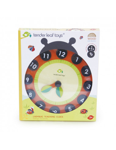 Ceas educativ Buburuza, din lemn,ROB-TL8412