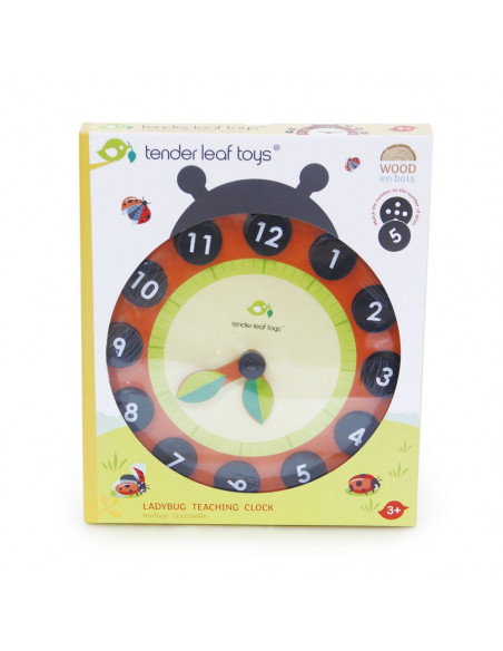 Ceas educativ Buburuza, din lemn,ROB-TL8412