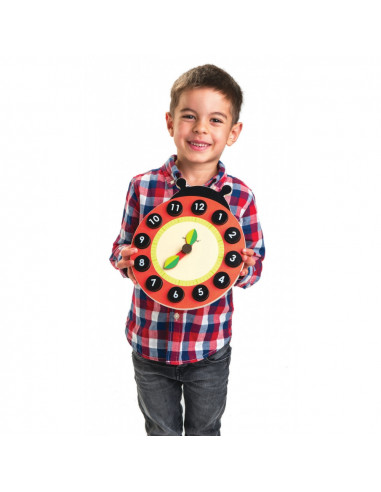 Ceas educativ Buburuza, din lemn,ROB-TL8412