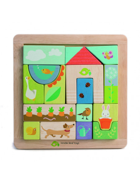 Puzzle educativ ilustratii din gradina, din lemn, 17