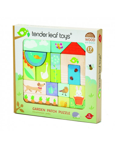 Puzzle educativ ilustratii din gradina, din lemn, 17