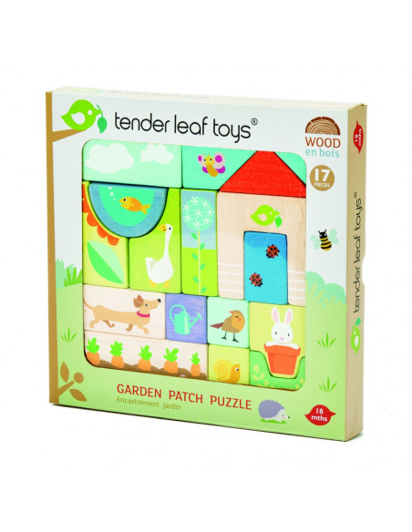 Puzzle educativ ilustratii din gradina, din lemn, 17
