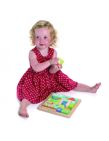 Puzzle educativ ilustratii din gradina, din lemn, 17