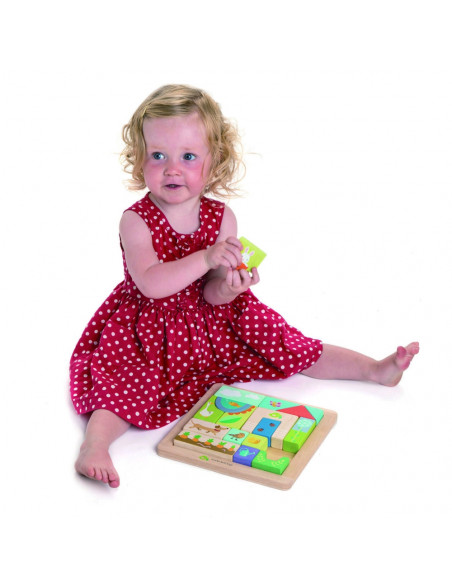 Puzzle educativ ilustratii din gradina, din lemn, 17