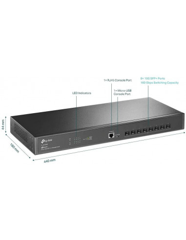 Switch TP-Link TL-SX3008F, JetStream 8-Port 10GE SFP+ L2+