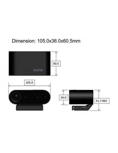 Lenovo ThinkSmart Cam, 4K, Connectivity USB3.2 Gen1 TypeC, 3