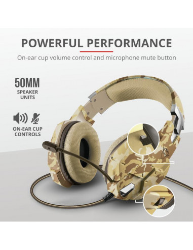 Casti Gaming Trust GXT 322D Carus, cu fir, desert camo,TR-22125