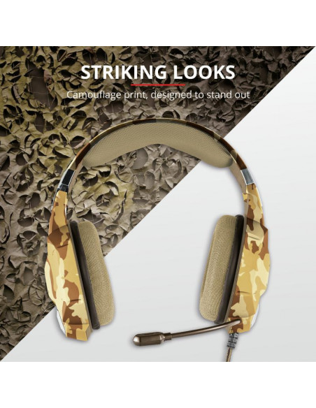 Casti Gaming Trust GXT 322D Carus, cu fir, desert camo,TR-22125