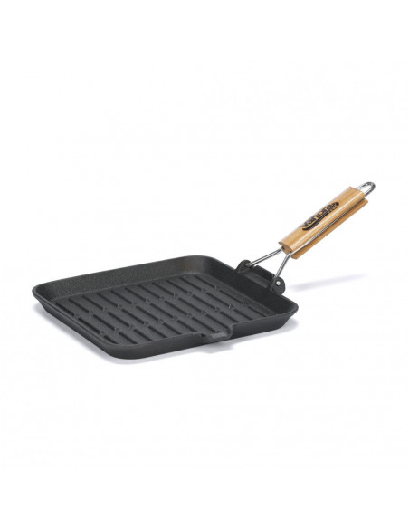 TIGAIE GRILL FONTA PURA CU MANER LEMN DETASABIL, 23X2 CM