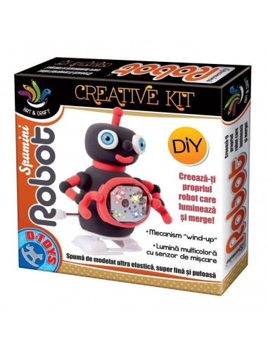 Robot Spumini, Negru/Rosu, Joc Creativ D-Toys,Uniq72108