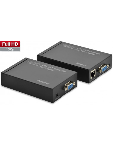 Extender VGA+audio prin 1 x cat5/6, 300m, Digitus