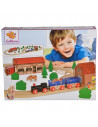 Set din lemn Eichhorn Tren Farm cu sina in forma ovala cu